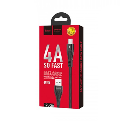 Data kabal Hoco U53 4A Flash Charging Micro USB crni
