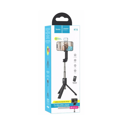 Selfie stick HOCO K15 alloy fill light gimbal version live broadcast support crni