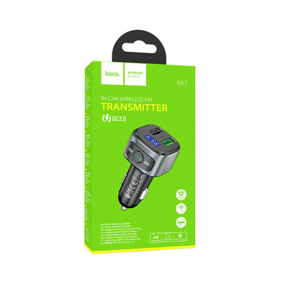 FM transmiter Hoco E67 Fighter QC3.0  crni