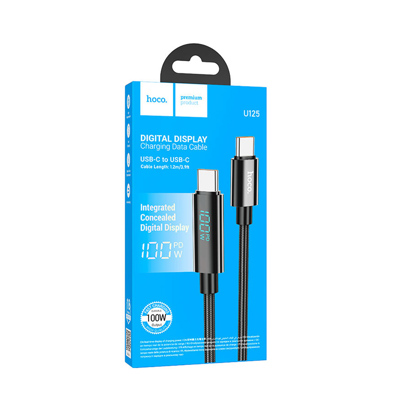 Data Kabal Hoco U125 Benefit charging data cable with display 100w Type-C to Type-C crni