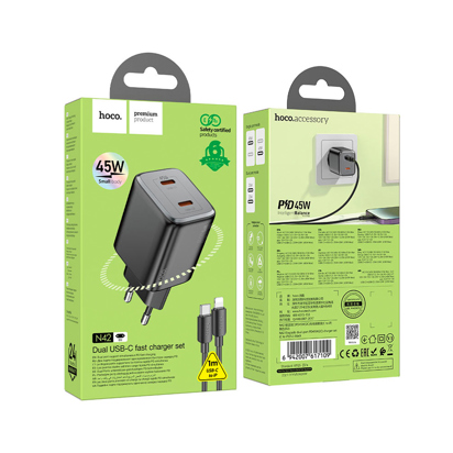 Kućni punjač Hoco CS26A Article PD45W(2C1A) charger set(C to C)(EU) Black
