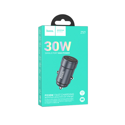 Auto punjač Hoco Z57 Glorious single-port PD30W car charger Metal Gray