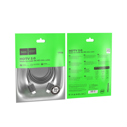 Kabl Hoco US08 HDTV 2.0 male-to-male 4K HD data cable(L=3M) Black