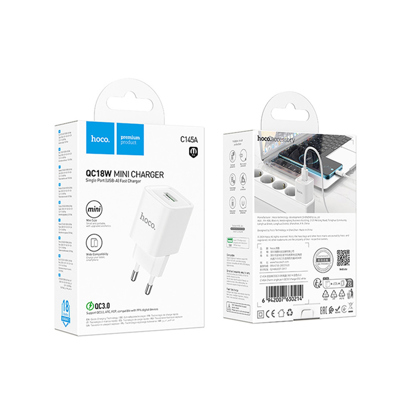 Kućni punjač Hoco C145A Charm single port QC3.0 charger(EU) White