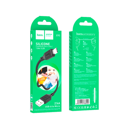 Data kabl Hoco X90 Cool silicone Micro USB Black