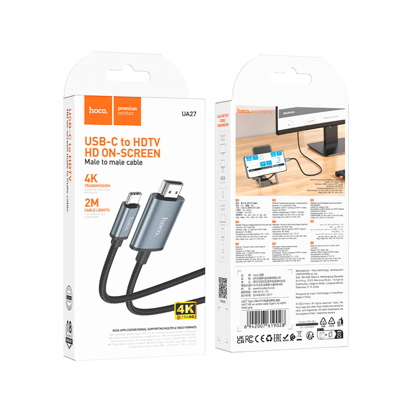 Kabl Hoco UA27 HD on-screen cable Type-C to HDTV Metal Gray