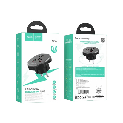 Adapter Hoco AC6 za utičnicu black